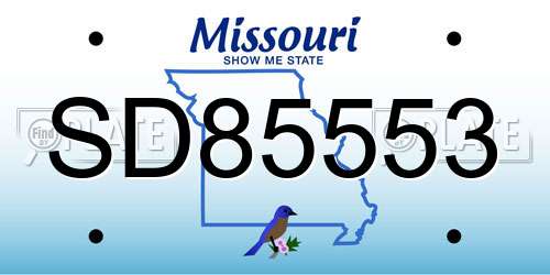 SD85553 Missouri License Plate