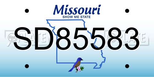 SD85583 Missouri License Plate