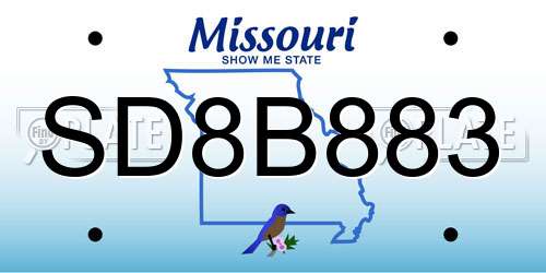SD8B883 Missouri License Plate