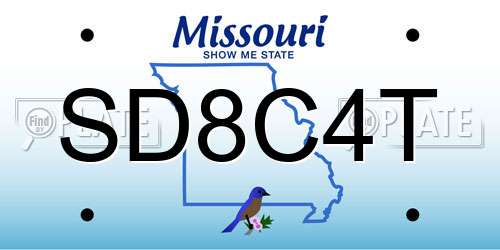 SD8C4T Missouri License Plate