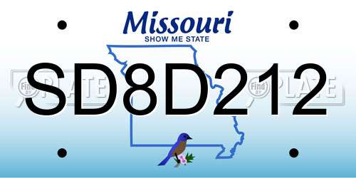 SD8D212 Missouri License Plate