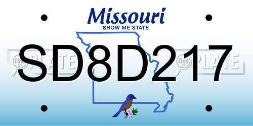 SD8D217 Missouri License Plate