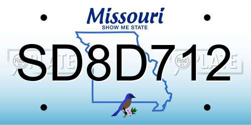 SD8D712 Missouri License Plate