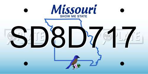 SD8D717 Missouri License Plate