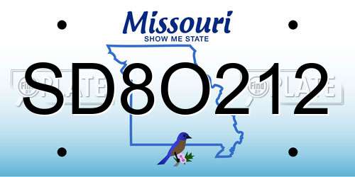 SD8O212 Missouri License Plate