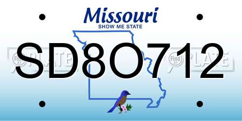 SD8O712 Missouri License Plate