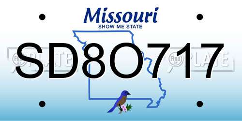 SD8O717 Missouri License Plate