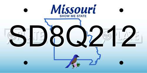 SD8Q212 Missouri License Plate