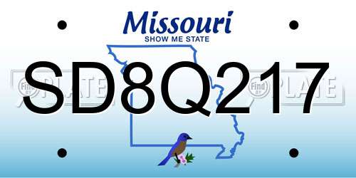 SD8Q217 Missouri License Plate