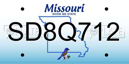 SD8Q712 Missouri License Plate