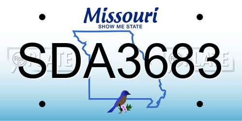 SDA3683 Missouri License Plate