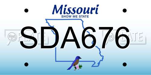 SDA676 Missouri License Plate