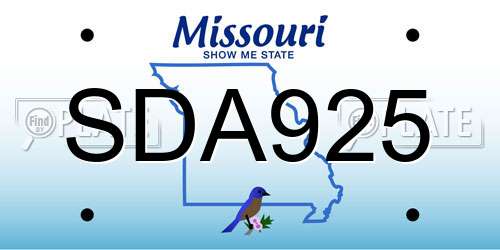 SDA925 Missouri License Plate