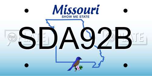 SDA92B Missouri License Plate