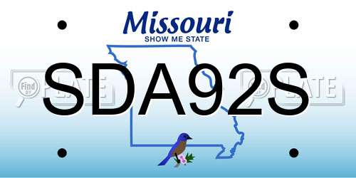 SDA92S Missouri License Plate