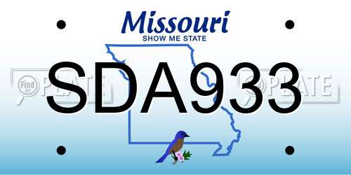 SDA933 Missouri License Plate