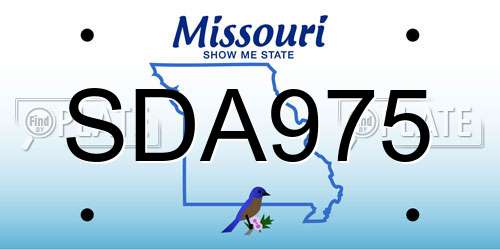 SDA975 Missouri License Plate