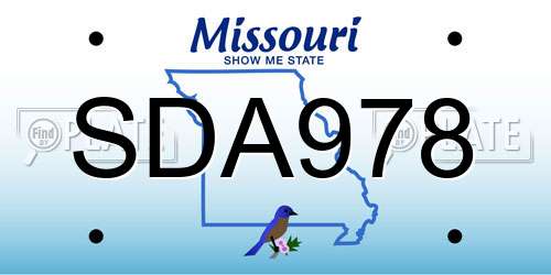 SDA978 Missouri License Plate