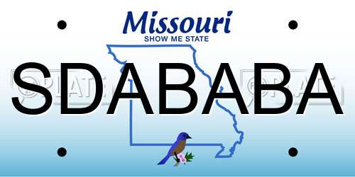 SDABABA Missouri License Plate