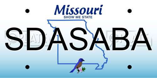 SDASABA Missouri License Plate