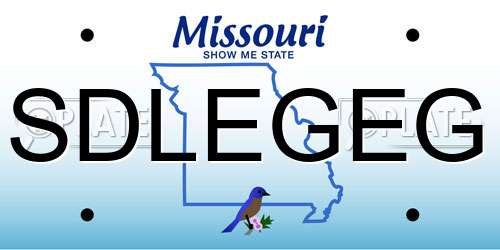 SDLEGEG Missouri License Plate