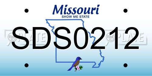 SDS0212 Missouri License Plate