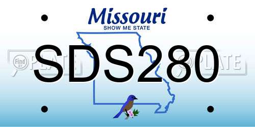 SDS280 Missouri License Plate