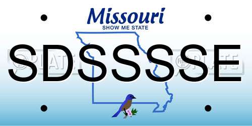 SDSSSSE Missouri License Plate