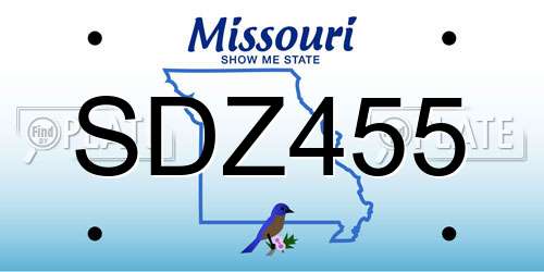 SDZ455 Missouri License Plate