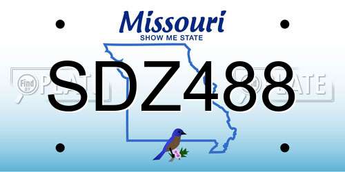 SDZ488 Missouri License Plate
