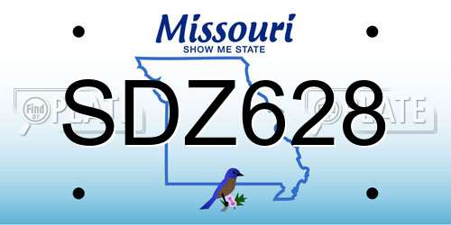 SDZ628 Missouri License Plate