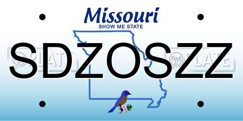 SDZOSZZ Missouri License Plate