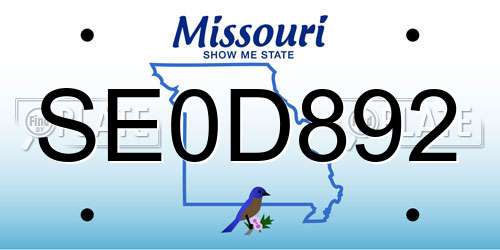 SE0D892 Missouri License Plate