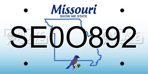 SE0O892 Missouri License Plate