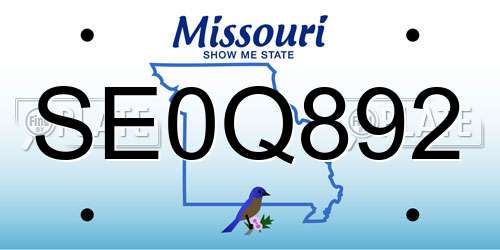 SE0Q892 Missouri License Plate