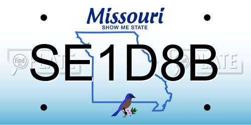 SE1D8B Missouri License Plate