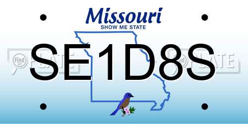 SE1D8S Missouri License Plate