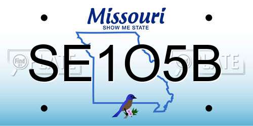 SE1O5B Missouri License Plate