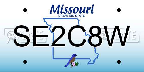 SE2C8W Missouri License Plate
