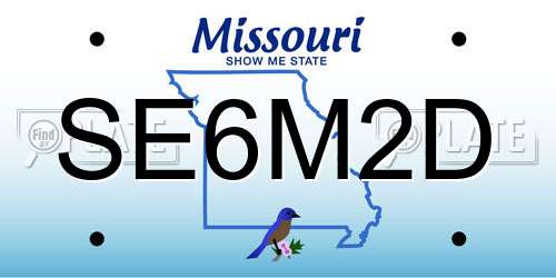 SE6M2D Missouri License Plate