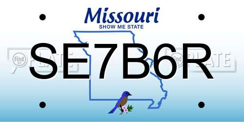 SE7B6R Missouri License Plate