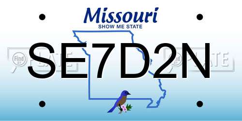 SE7D2N Missouri License Plate
