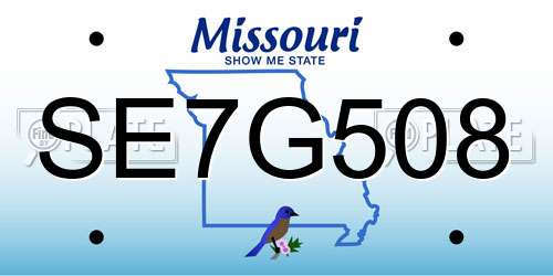SE7G508 Missouri License Plate