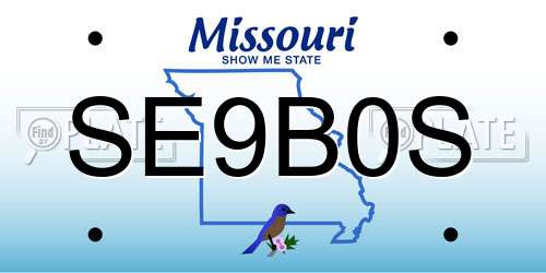 SE9B0S Missouri License Plate