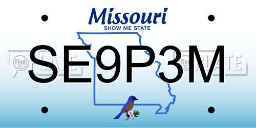 SE9P3M Missouri License Plate