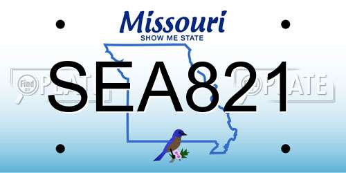 SEA821 Missouri License Plate