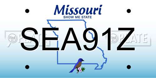SEA91Z Missouri License Plate