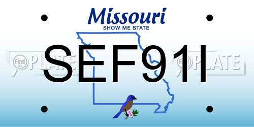 SEF91I Missouri License Plate