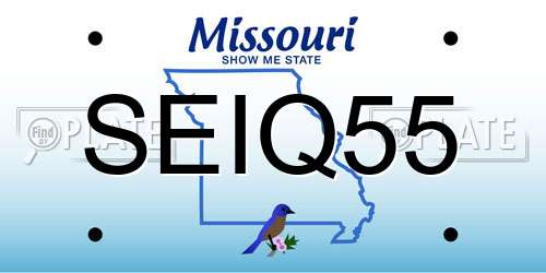 SEIQ55 Missouri License Plate