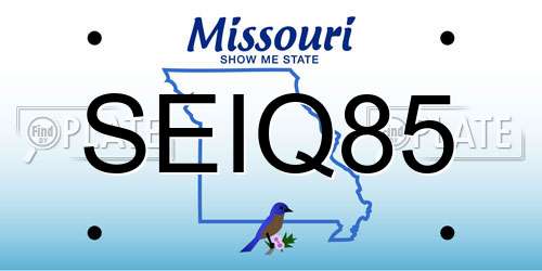 SEIQ85 Missouri License Plate